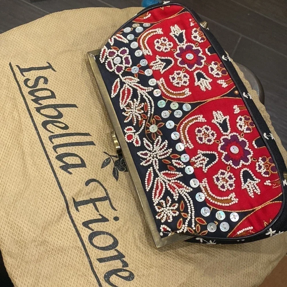 Isabella Fiore Beaded Clutch Y2K Maximalist Glam - Picture 6 of 9